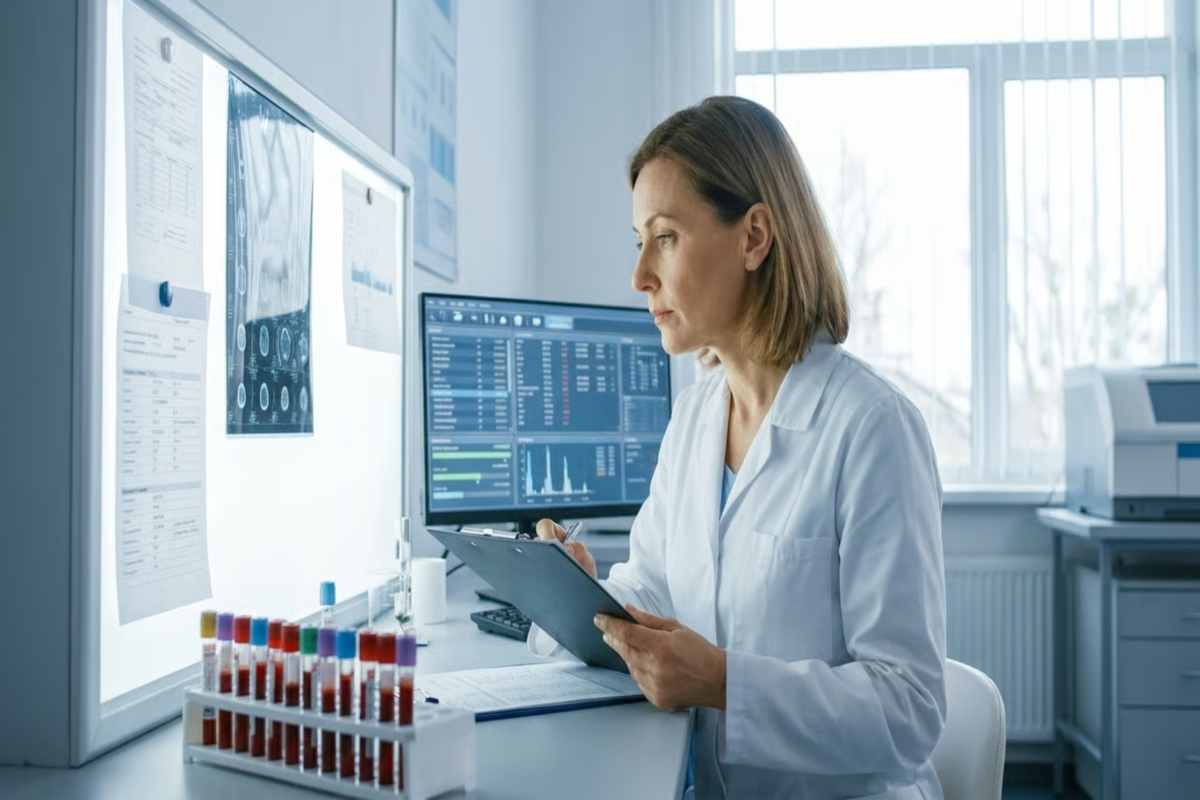 3. Ce analize se fac cand te simti obosit - diagnostic si investigatii_Medic examinand analize de laborator pentru diagnosticarea oboselii cronice